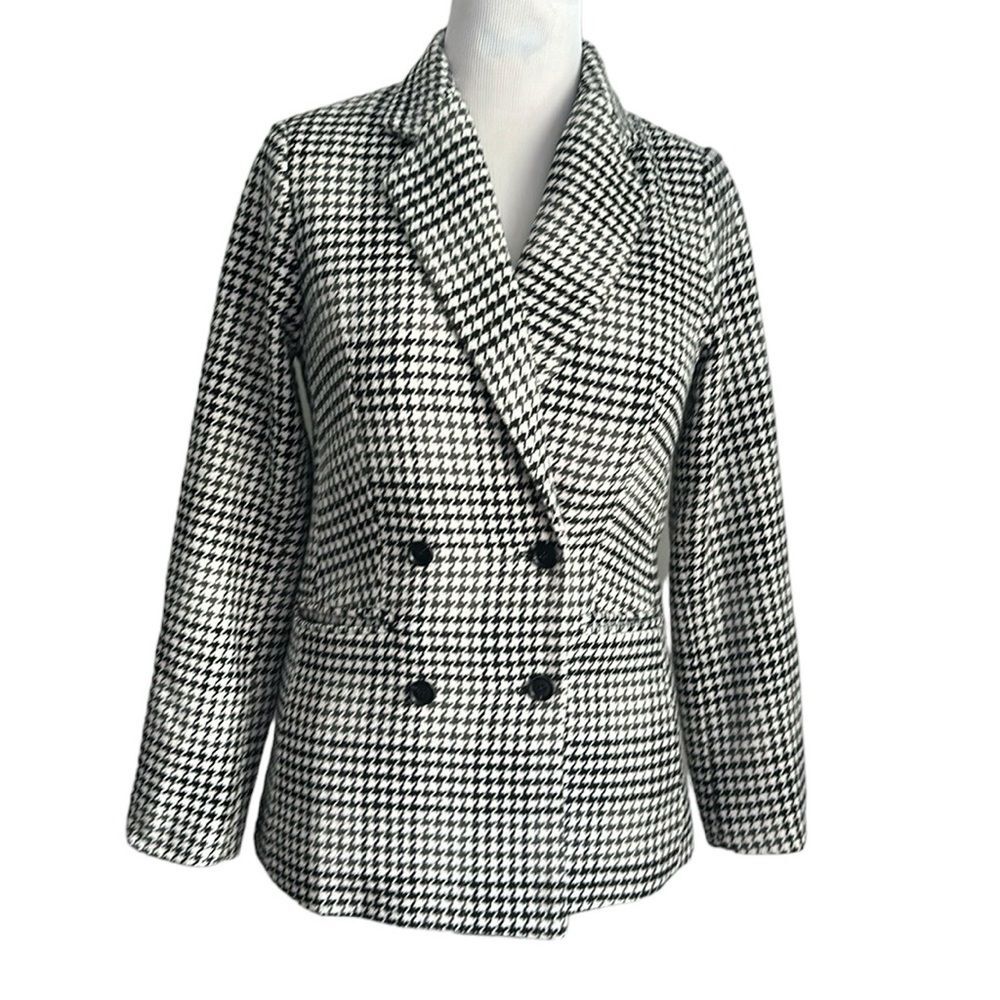 Andree by Unit Women’s Houndstooth Double Breasted Blazer in Black/White S NWT